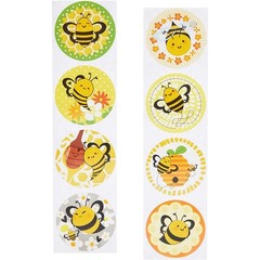 Bee Sticker Roll – 1000 Count, 1.5 in Round, Multicolor – Self-Adhesive Bumbl…