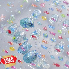 BMKKOT Little Fish Nail Stickers 20 Ocean Beach
