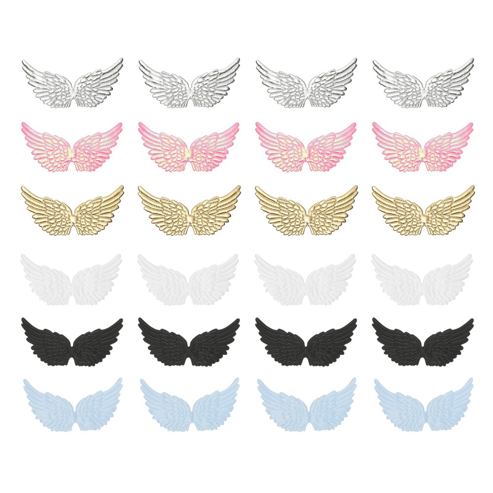 24Pcs Angel Wings for Crafts, Multi-colored Angel Wings (5.3 Inch)