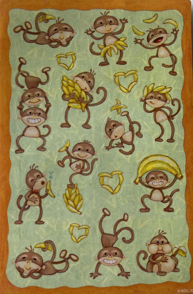 SILLY MONKEY Stickers(17pc)American Greetings•Animal•Dancing•Bananas •Jungle•