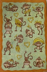 SILLY MONKEY Stickers(17pc)American Greetings•Animal•Dancing•Bananas •Jungle•