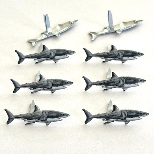 SHARK SCRAPBOOKING DECORATIVE BRADS EYELET OUTLET 8 PCS
