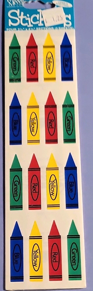 Multicolor Crayon Shaped Stickers Sheet School & Educational Scrapbooking ST 714
