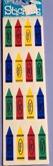 Multicolor Crayon Shaped Stickers Sheet School & Educational Scrapbooking ST 714