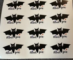 Halloween Bat Thank You Planner Stickers Black White Orange Purple Scrapbooking