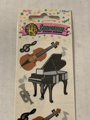 Sealed Vintage 1990 Sandylion Mylar Stickers Musical Instruments Piano Notes