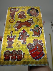 Vintage 1984 Morgan Mark 1 Large Sticker Sheet Prismatic Chrome Monkeys Bananas