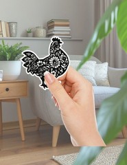 Chicken Black and White Die Cut Stickers Set Scrapbooking Laptop Waterbottle