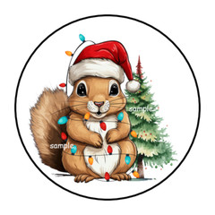 30 CUTE CHRISTMAS SQUIRREL STICKERS ENVELOPE SEALS LABELS 1.5″ ROUND