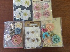New Lot 4 pkg Prima 1 Petaloo Large White Feather Paper Flowers #35