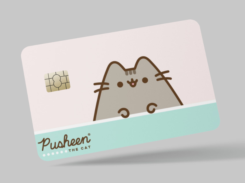 PUSHEEN CAT , 2 pc credit card skin & DEBIT CARD,TROLLEY & GYM