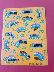 vintage 80s 3M rainbow reward sticker sheet