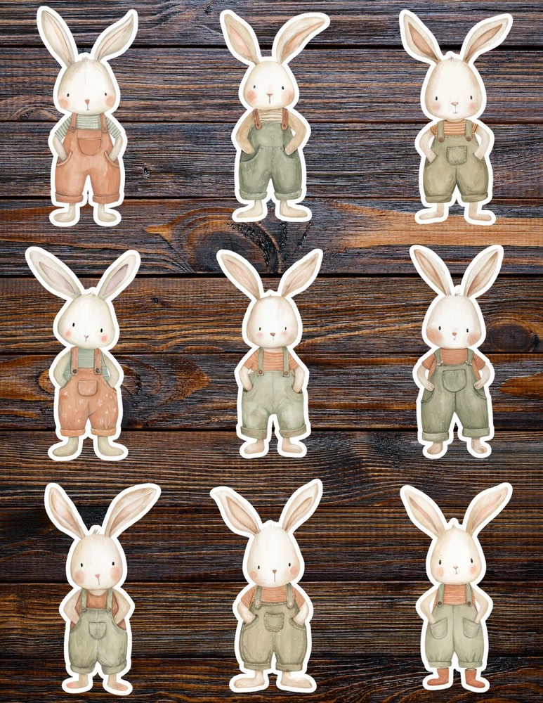 Bunny in Overalls Die Cut Vinyl Stickers Scrapbooking Laptop Waterbottle