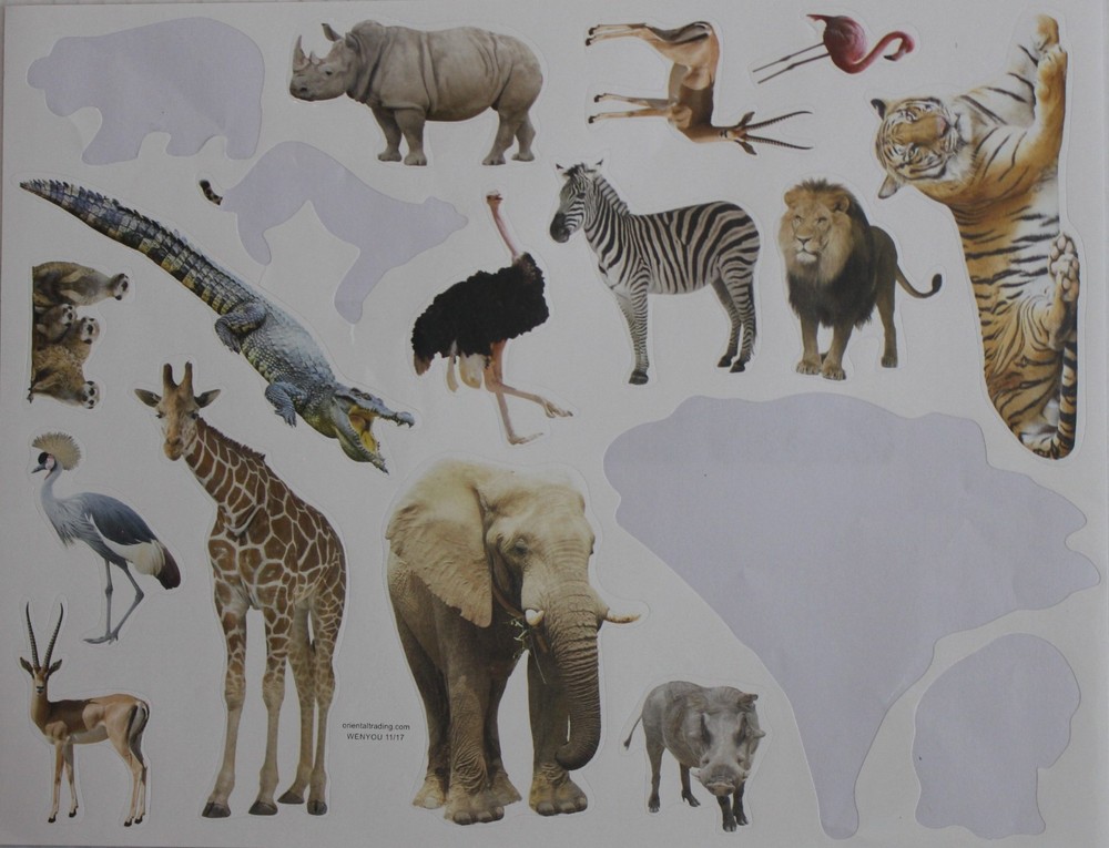 New Scrapbooking Stickers ZOO SAFARI lion meerkat rhino elephant zebra crocodile