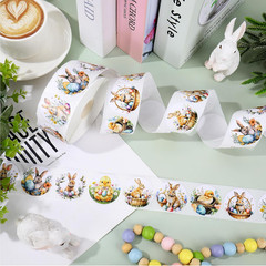 1000 Pcs Easter Stickers Roll Retro Watercolor Egg Rabbit Bunny Chick Flower …