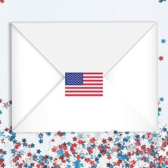 Patriotic American Flag Stickers – 500 Perforated USA Labels, 1.25″ x 2.125
