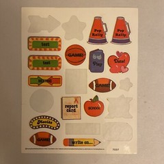 Vintage 80’s Stickers Drawing Board Calendar Perk Ups School Theme & Sports
