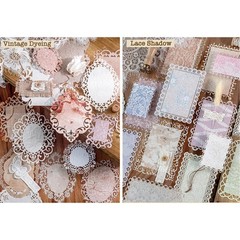 84Pcs Vintage Textured Scrapbook Paper Kit, Embossed Decorative Ephemera for Jun
