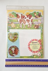 VHTF Vtg Sandylion Stationery Set NIP Farm Animals cows chickens pigs Country