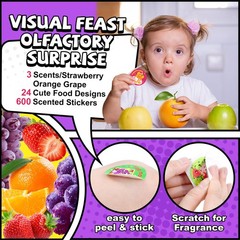 Scratch and Sniff Scented Reward Stickers, 600 Pcs, 3 Rolls, 1.57″