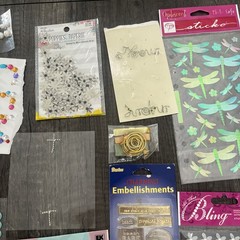 Mixed Scrapbooking Embellishments Lot Rhinestones Stickers Charms Craft