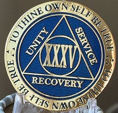 35 Year Reflex Blue Gold Plated AA Medallion Chip XXXV