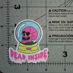 Pink Dead Inside Skull Globe Sticker Spooky Pastel Goth Cute Creepy Punk Scary