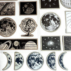 Vintage Style Celestial Moon Lunar Stickers Scrapbooking Journaling Cards