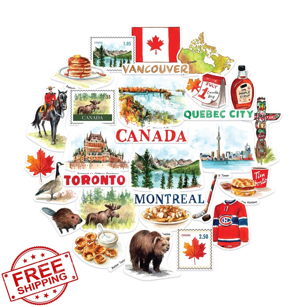 Navy Peony Canada Statement Stickers 29 Pcs Glossy