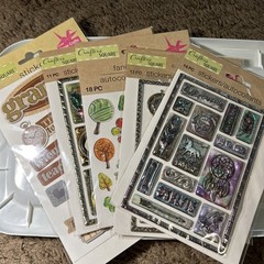 Lot Of 5 Packs Scrapbook Craft Stickers 3-D Glitter Trees Grandpa Birds Shiny