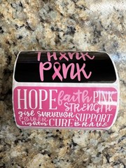 Breast Cancer Awareness Stickers Roll 3 x 1.5 in, 500 Pieces New Open Bag