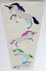 UNICORN STICKER SHEET STRIP PRISMATIC GLITTER MRS. GROSSMAN’S SPARKLE UNICORNS