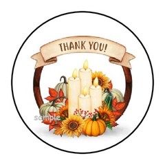 30 THANK YOU FALL AUTUMN ENVELOPE SEALS LABELS STICKERS 1.5″ ROUND PUMPKINS