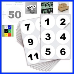 White Consecutive Number Stickers – 1 to 50, 3-inch, 1 set – Vinyl Self Adhes…