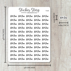 Bill Due Planner Stickers