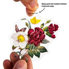 100 Pieces Vintage Flower Stickers Set Big 3.4 Waterproof Clear Botanical Flor