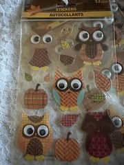 Lot Of 52 Fall / Autumn Owls Pumpkins And Leafs Stickers New In Package Of 13