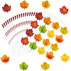 400 Pcs Fall Maple Leaf Stickers – 8 Colors Autumn Leaves Shape Decals