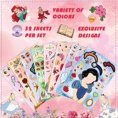 DIY Princess Stickers Set – 32PCS Custom Face Stickers for Teen Party Favors & C