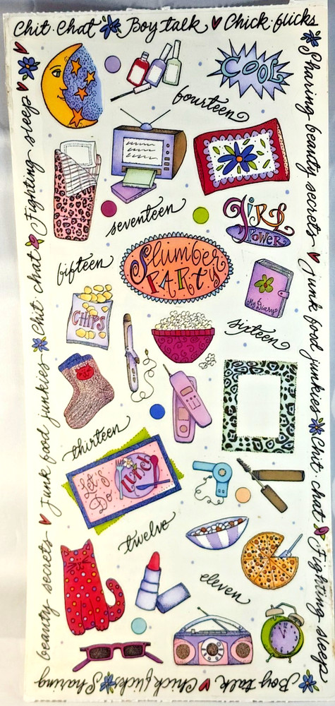 Slumber Party Stickers Tie Me To The Moon Wendy Ware 2001 Rare 12″ Clear Sheet