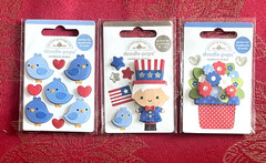 #D5 – Patriotic Birds Uncle Sam – Red White Blue Bouquet Doodle-Pops 3D Stickers