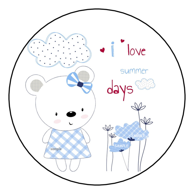 30 I LOVE SUMMER DAYS ENVELOPE SEALS LABELS STICKERS 1.5″ ROUND TAGS TEDDY BEAR