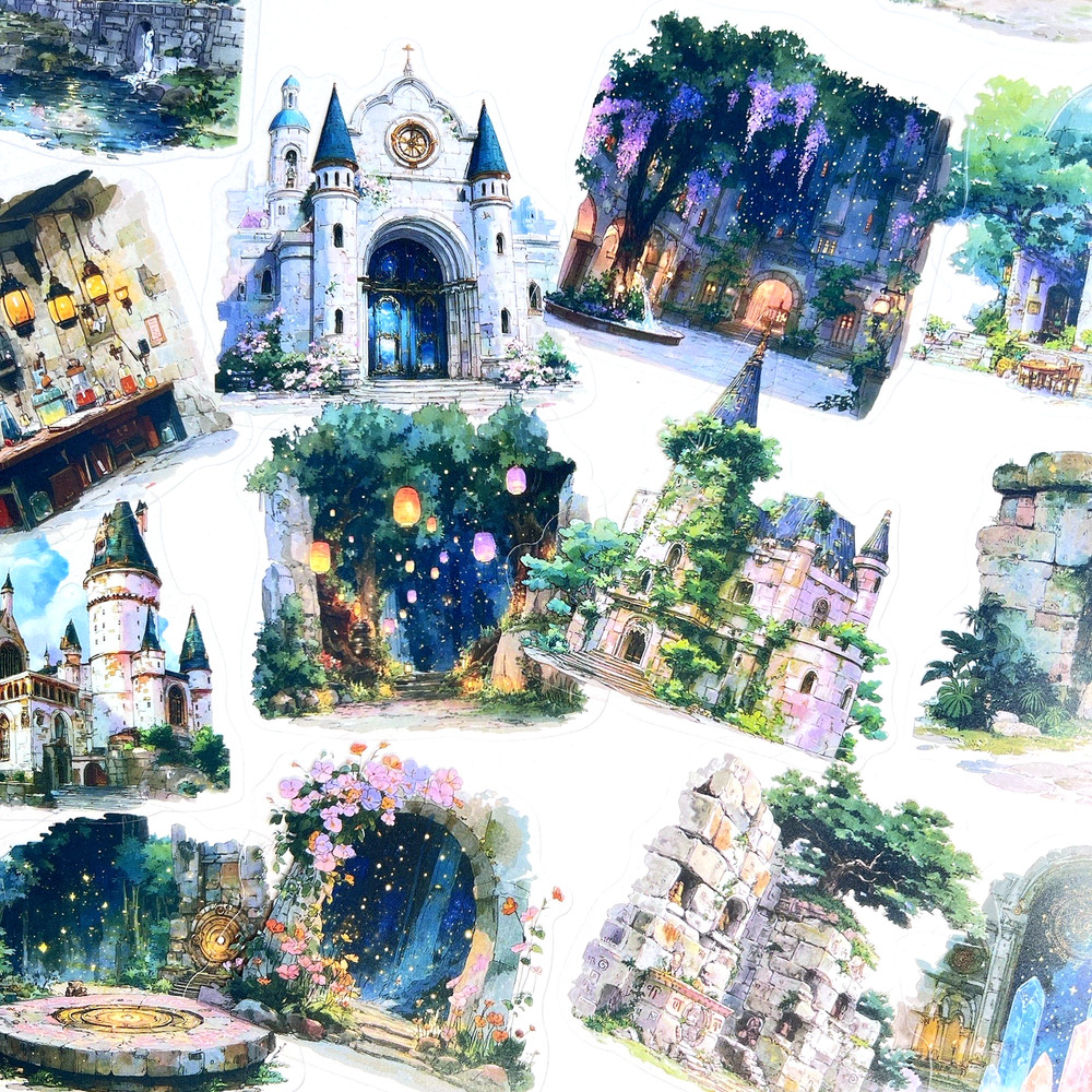 Castle Flake Stickers Scrapbooking Junk Journaling Collage