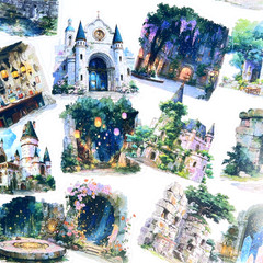 Castle Flake Stickers Scrapbooking Junk Journaling Collage
