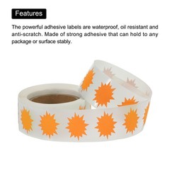 Color Coding Burst Labels Star Burst Sign 1 Roll Fluorescent Orange 1″ 500 Count