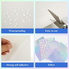 100PCS A4 Holographic Laminate Sheets – Self Adhesive Waterproof Sticker Paper,