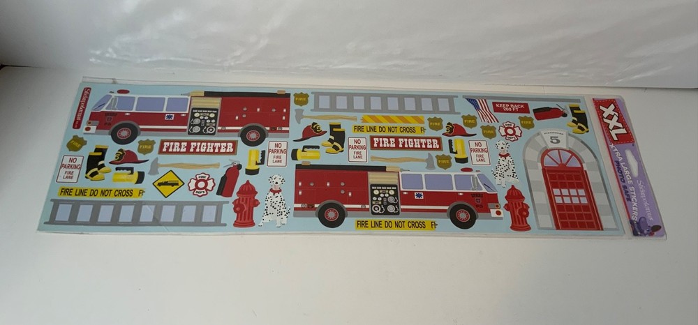HTF Sticko XXL Stickers Firefighter Extra Large 100% Complete Dalmatians Ladders