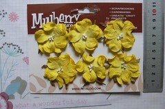 WILD ROSE – 6 Paper Flowers YELLOW – 3-4cm across Penny Lane Petaloo I