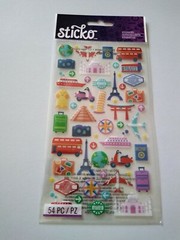 Scrapbooking Stickers Sticko Mini Travel Icons International Eiffel Bus Scooter