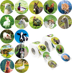 600 round Land Animal Stickers in 16 Designs, Each 1.5″ Diameter